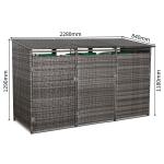 Nest wheelie bins shed / store in Grey Rattan Weave (WBS-3G)