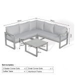 CK-01 Dune Range Square Corner Set Charcoal Aluminium Frame With Grey Cushions