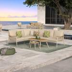 Berne Champagne Corner Sofa Set- KD armrest