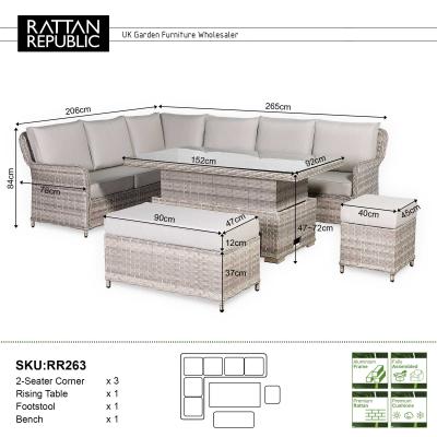 Havana Range High Back Left Hand Corner Sofa  Set with Rising Table