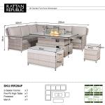 Havana Range  High Back Left Hand Corner Sofa Set with Fire Pit Rising Table