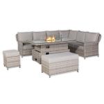 Havana Range High Back Right Hand Corner Sofa Set with Fire Pit Rising Table