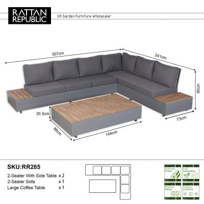 Titan Range Corner Sofa Set with Wood Top Coffee Table