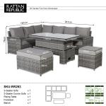 Monaco Range Left Hand Corner Sofa Set with Rising Table in Dark Grey Weave
