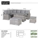 Monaco Range Left Hand Corner Sofa Set with Rising Table in Light Grey Weave