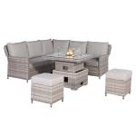 Havana Range Square Corner Sofa Set with Fire Pit Rising Table