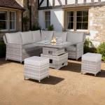 Havana Range Square Corner Sofa Set with Fire Pit Rising Table