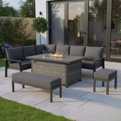 Titan Range High Back Left Hand Corner Sofa Set with Fire Pit Table