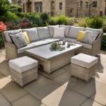 Havana High Back Right Hand Corner Sofa Set with Fire Pit Rising Table