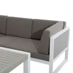Roma Range Right Hand Corner Sofa Set in white Aluminium Frame with Grey Cushions(#AU01)