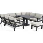 Titan Aluminum Outdoor Sectional Sofa Set with Lifting Table & bench
