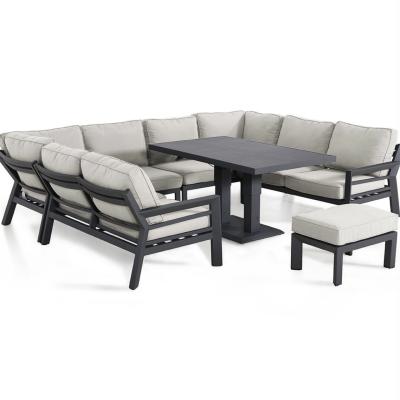 Titan Aluminum Outdoor Sectional Sofa Set with Lifting Table & bench