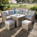 Havana Square Corner Sofa Set with Fire Pit Rising Table