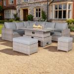 AURORA High Back Left Hand Corner Sofa Set with Fire Pit Rising Table
