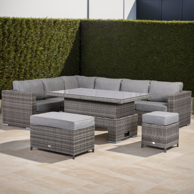 AURORA High Back Left Hand  Corner Sofa Set with Rising Table