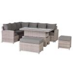 Monaco Range Left Hand Corner Sofa Set with Rising Table in Beige Grey Weave
