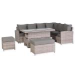 Sloane Range Right Hand Corner Sofa Set with Rising Table in Beige Grey Weave
