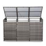 Nest wheelie bins shed / store in Grey Rattan Weave (WBS-3G)