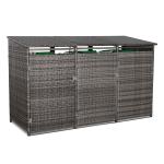 Nest wheelie bins shed / store in Grey Rattan Weave (WBS-3G)
