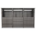 Nest wheelie bins shed / store in Grey Rattan Weave (WBS-3G)
