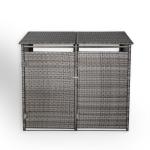 Nest wheelie bins shed / store in Grey Rattan Weave (WBS-2G)