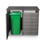 Nest wheelie bins shed / store in Grey Rattan Weave (WBS-2G)