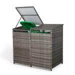 Nest wheelie bins shed / store in Grey Rattan Weave (WBS-2G)