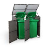 Nest wheelie bins shed / store in Grey Rattan Weave (WBS-2G)