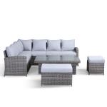 Sloane Range Left Hand Corner Sofa Set with Rising Table in Rustic Grey Weave (2021 version)