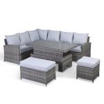 Sloane Range Left Hand Corner Sofa Set with Rising Table in Rustic Grey Weave (2021 version)