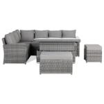 Monaco Range Left Hand Corner Sofa Set with Rising Table in Dark Grey Weave