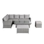 Monaco Range Left Hand Corner Sofa Set with Rising Table in Dark Grey Weave