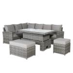Sloane Range Left Hand Corner Sofa Set with Rising Table in Dark Grey Weave