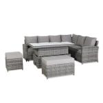 Monaco Range Right Hand Corner Sofa Set with Rising Table in Dark Grey Weave