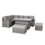 Sloane Range Left Hand Corner Sofa Set with Rising Table in Dark Grey Weave