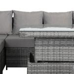 Monaco Range Left Hand Corner Sofa Set with Rising Table in Dark Grey Weave