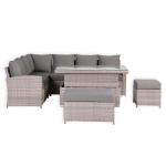 Monaco Range Left Hand Corner Sofa Set with Rising Table in Beige Grey Weave
