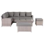 Monaco Range Left Hand Corner Sofa Set with Rising Table in Beige Grey Weave
