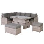 Sloane Range Left Hand Corner Sofa Set with Rising Table in Beige Grey Weave