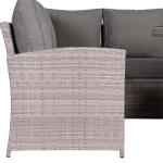 Monaco Range Right Hand Corner Sofa Set with Rising Table in Beige Grey Weave