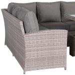 Monaco Range Right Hand Corner Sofa Set with Rising Table in Beige Grey Weave