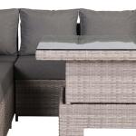 Monaco Range Right Hand Corner Sofa Set with Rising Table in Beige Grey Weave