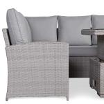 Monaco Range Right Hand Corner Sofa Set with Rising Table in Light Grey Weave