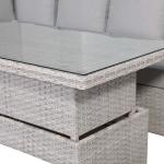 Monaco Range Left Hand Corner Sofa Set with Rising Table in Light Grey Weave