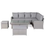 Monaco Range Right Hand Corner Sofa Set with Rising Table in Light Grey Weave