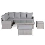 Monaco Range Left Hand Corner Sofa Set with Rising Table in Light Grey Weave