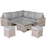 Aurora Range High Back Corner Sofa Set with Rising Table
