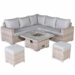 Aurora Range High Back Corner Sofa Set with Fire Pit Rising Table