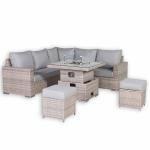 Aurora Range High Back Corner Sofa Set with Fire Pit Rising Table