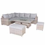Aurora Range High Back Left Hand Corner Sofa Set with Fire Pit Rising Table
